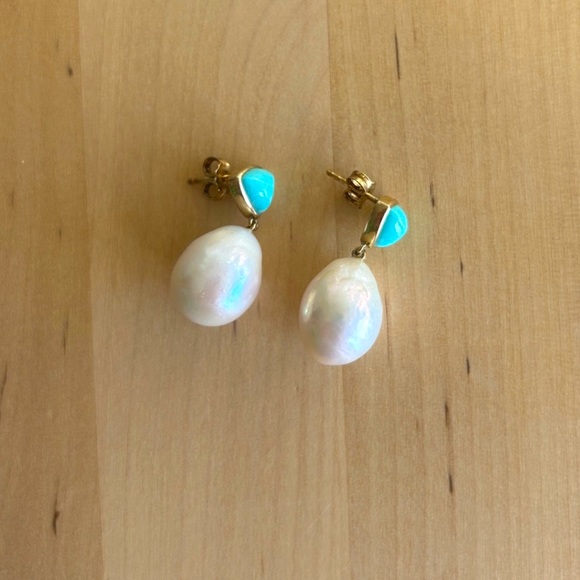 Mejuri pearl and turquoise drop earrings - Picture 1 of 4